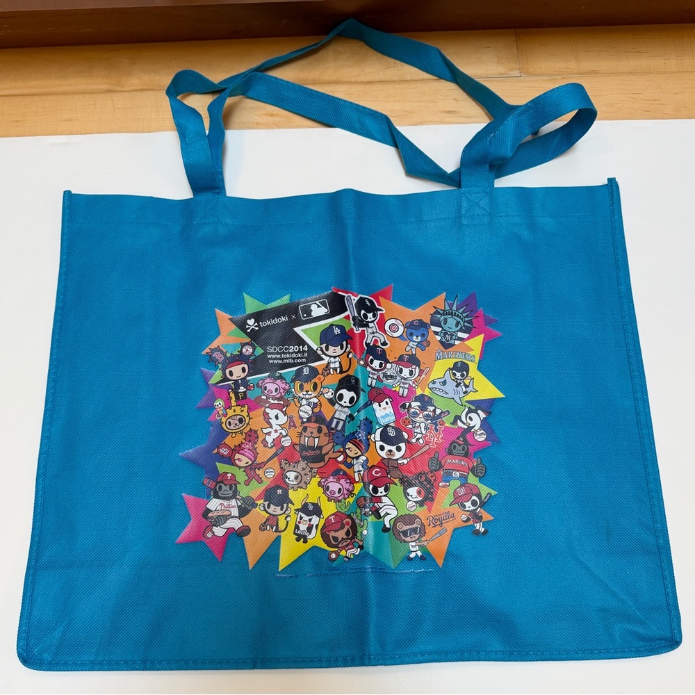tokidoki x MLB Large Tote Bag w/ Colorful baseball mascots, Tokidoki Characters